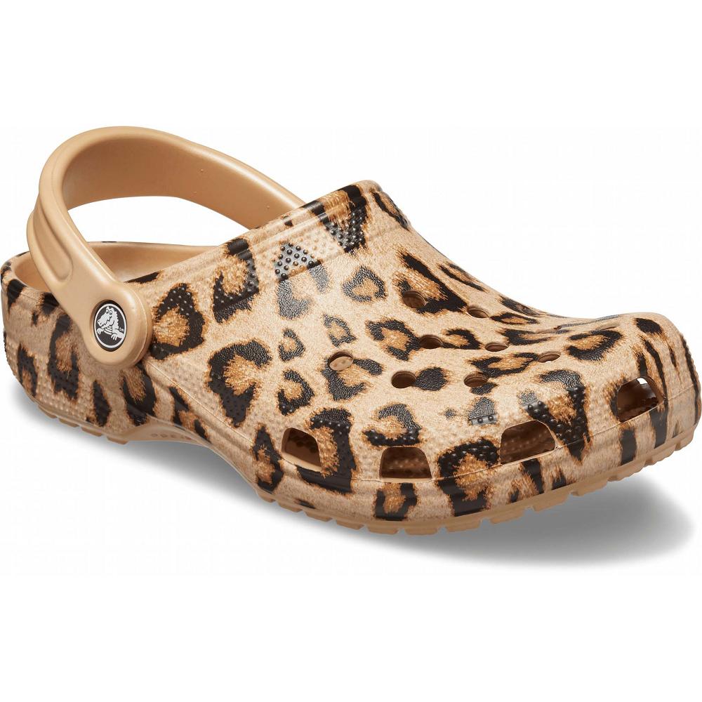 Khaki Women's Crocs Classic Printed Clogs | NZ 0076BEXC